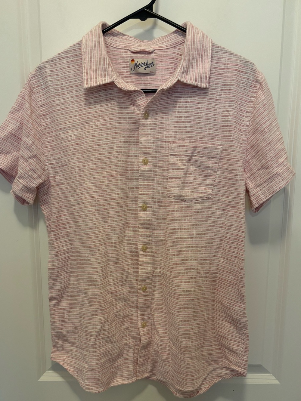 Marine Layer Pink Striped Short-Sleeve Button-Down Shirt